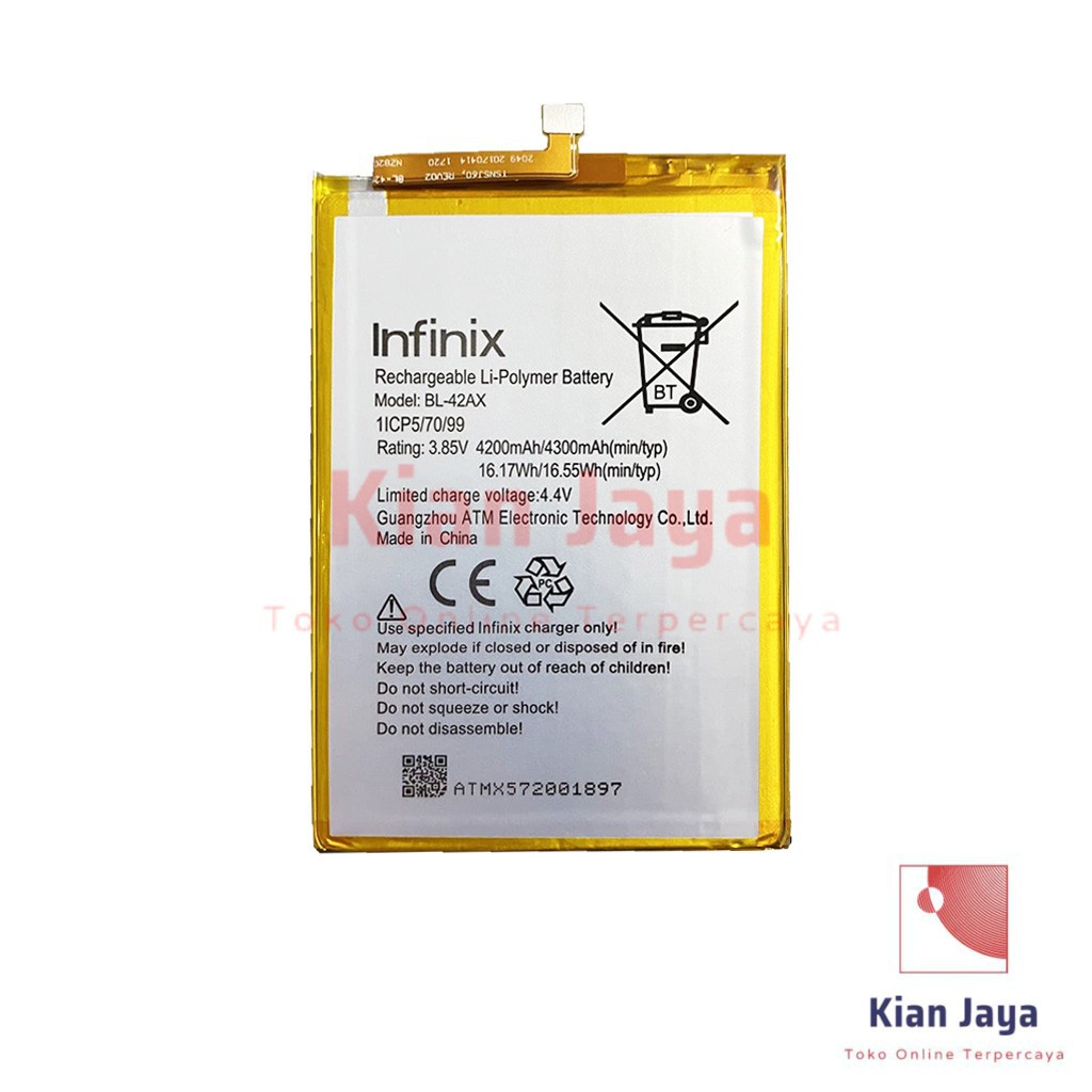 Baterai Infinix Note 4 / X572 / BL-42AX Batre Batrai Battery Hp BL42AX Original