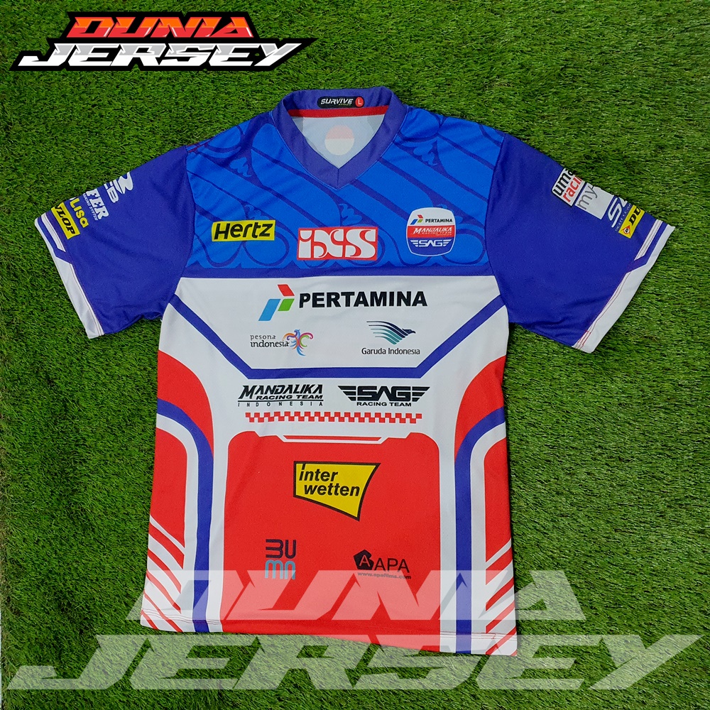 Dunia Jersey - Kaos Jersey Pertamina Mandalika Racing Team Custom Full Printing-DJ
