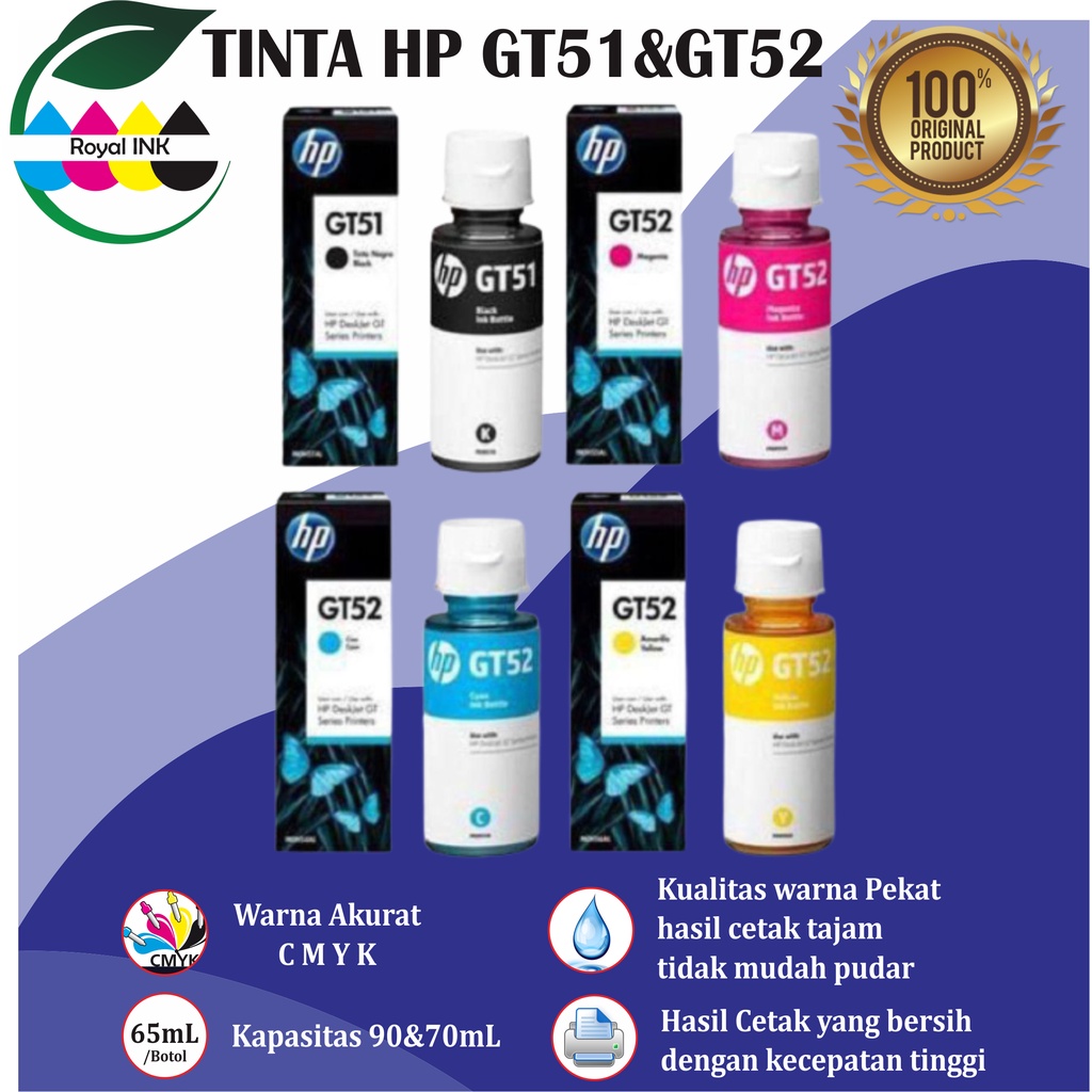 1 SET 4 PCS | TINTA HP GT 51 &amp; GT 52 PREMIUM