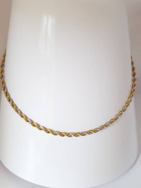 Kalung fashion titanium plintir kombinasi gold white pj 45cm