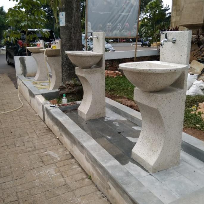 Wastafel Batu Alam Pedestal Mewah