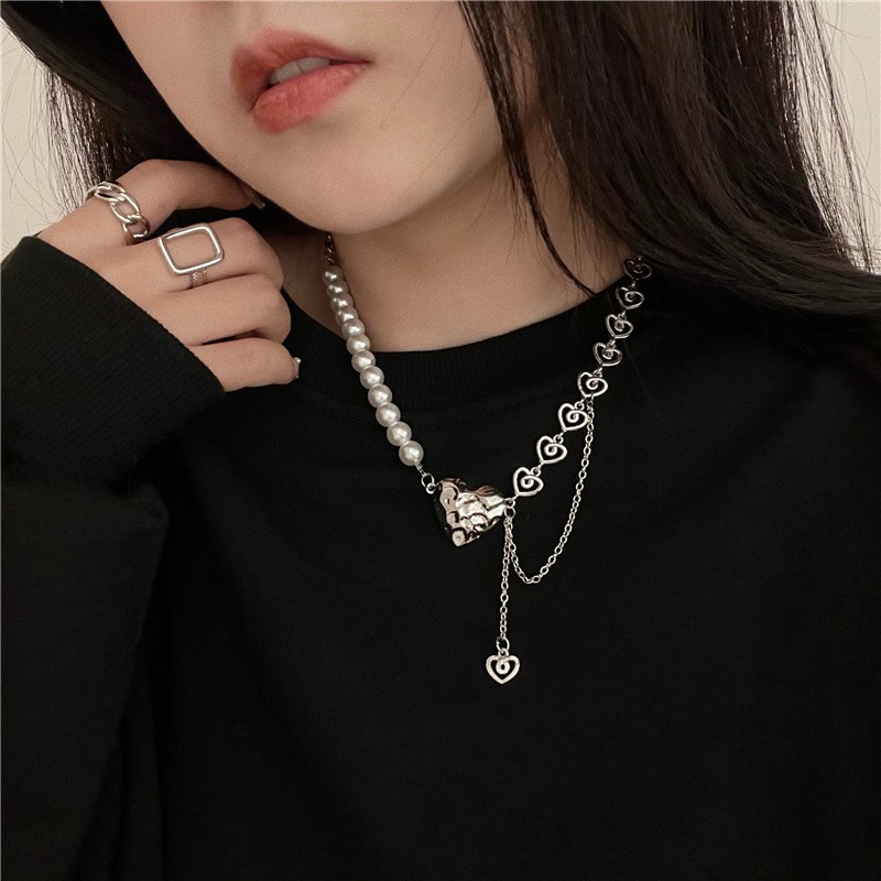 Pearl Love Necklace Accessories Personality Fashion Korean Pendant Chain