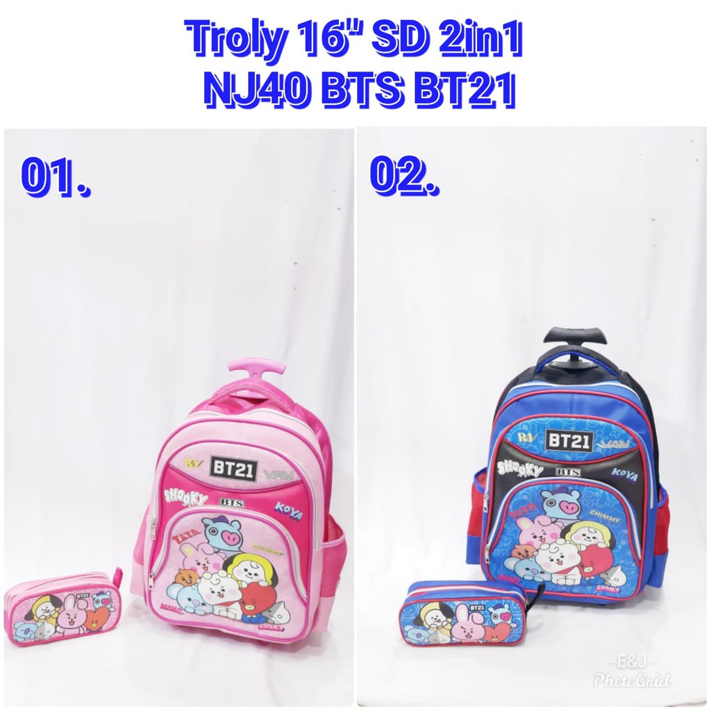 JOYELSY-TAS TROLY ANAK SEKOLAH TK/ SD 2IN1 SET NJ40 BTS 21