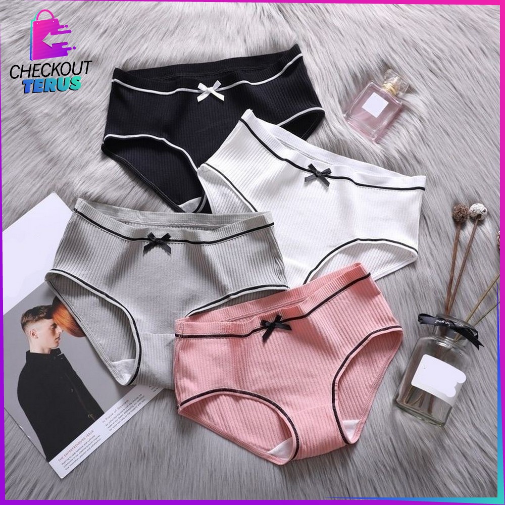 CT P61 Celana Dalam Wanita CD Cewek Polos List Pita Celana Dalam Cewek Import Underwear Wanita Sempak Wanita Sexy