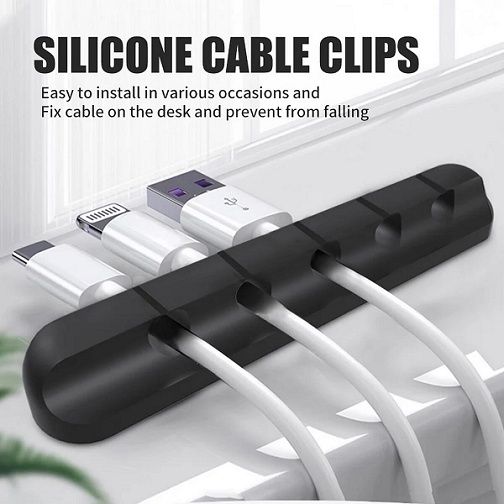 Penata Kabel Organizer Cable Cord Clip Klem Pengait Silicone Plug Holder Kabel Tempel Dinding Meja