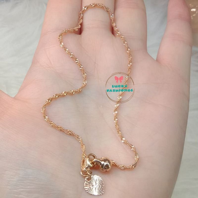 GELANG KAKI BIJI LADA KOMBINASI TITANIUM LAPIS EMAS 18k 74004.17-20.Sisik naga silver