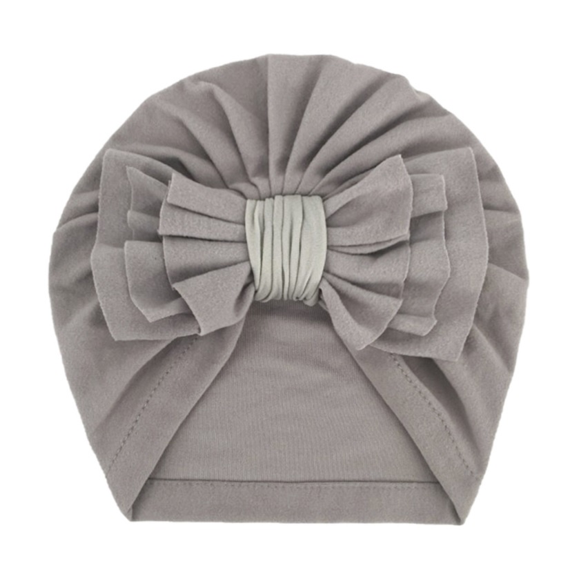 NEW  Turban / topi anak bayi motif pita tumpuk kualitas premium-PitaTumpuk..Abu