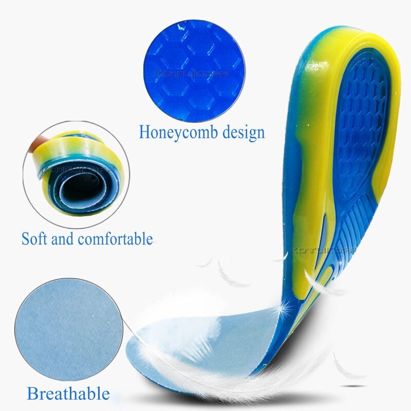 Insole Sepatu Olahraga Silicone Gel Alas Kaki Sepatu Empuk Shock Absorber Orthopedic