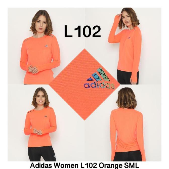 Baju Olahraga Kaos Lengan Panjang Sport Wanita ADIDAS Orange L102