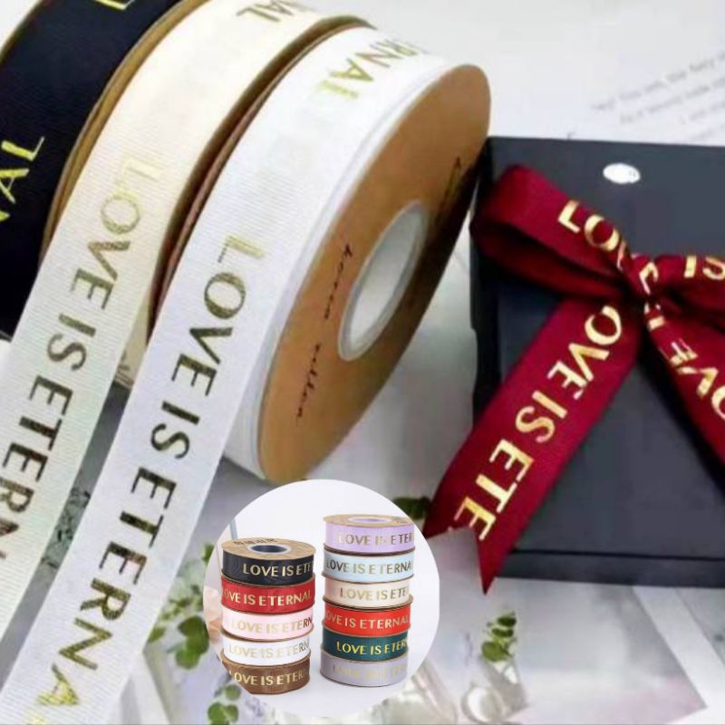 

Dhiya Florist - Pita Love Is Eternal Ribbon 25 mm Per Yard ( 90 cm) Pita Parcel Gift Hampers Pita Ribbon 2,5 cm DIY Crafts Satin Grossgrain Tapes Card Wrapflower Bouquet Dekorasi Kado