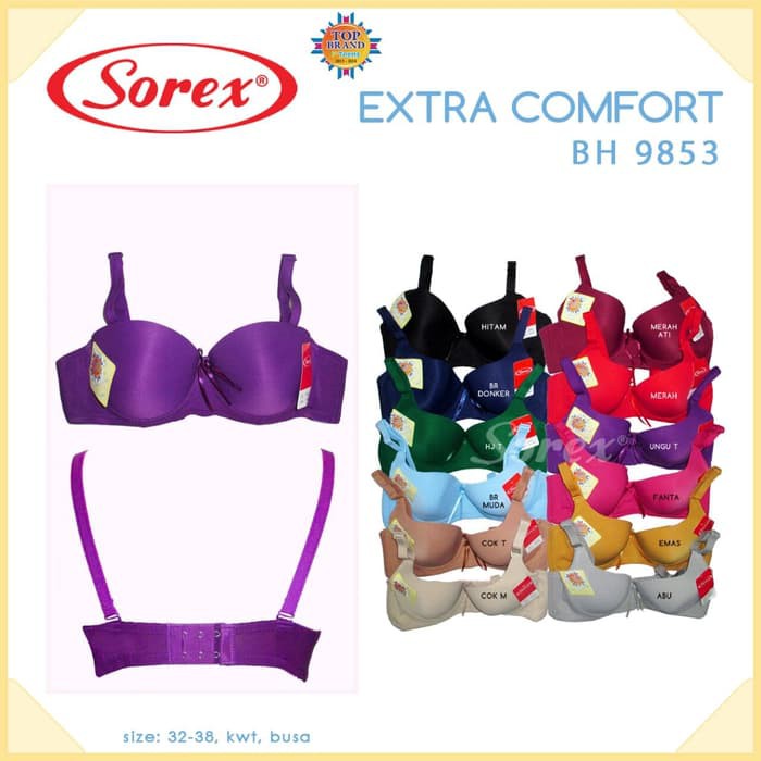 Bra sorex extra comfort kawat busa tipis cup 1/2 kode 9853