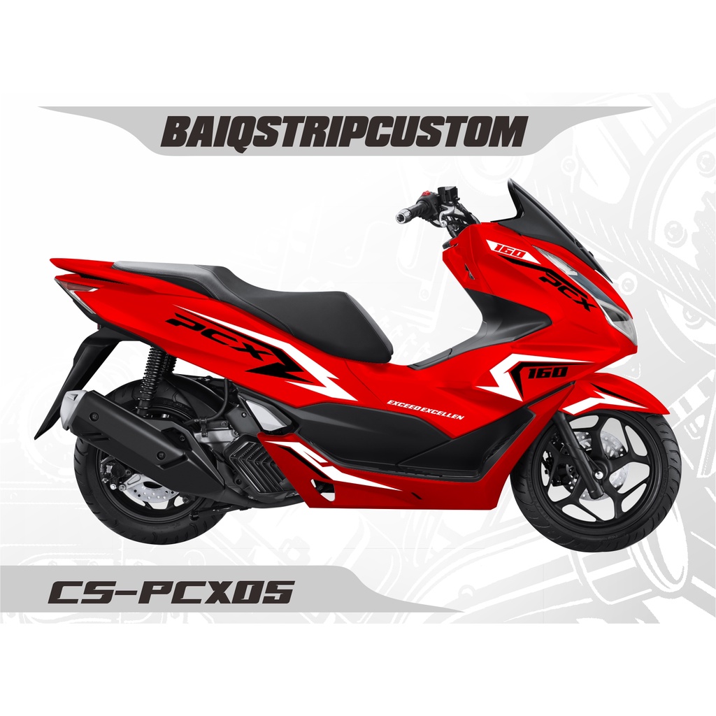 Striping cutting Honda PCX 160- Skotlet Sticker Lis MOTOR MERAH Variasi Cutting Sticker PCX05