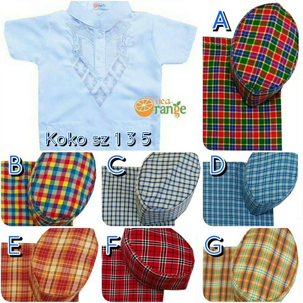 ORANGE KOKO SARUNG PECI sz 1357T Set SARKOCI anak instant anak nea peci cowo instan karet baju muslim kids