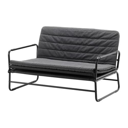 HAMMARN Sofa tempat tidur, Knisa abu-abu tua, hitam