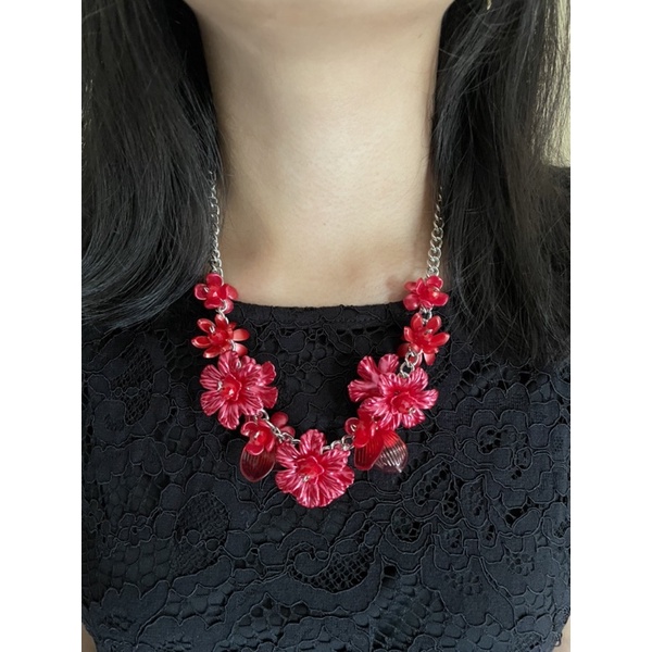 Red Necklace Series kalung hijab friendly