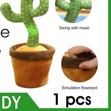 Cactus Dancing Doll Talking Toy Mainan Kaktus Goyang Joget Menari toys peniru suara tiktok viral