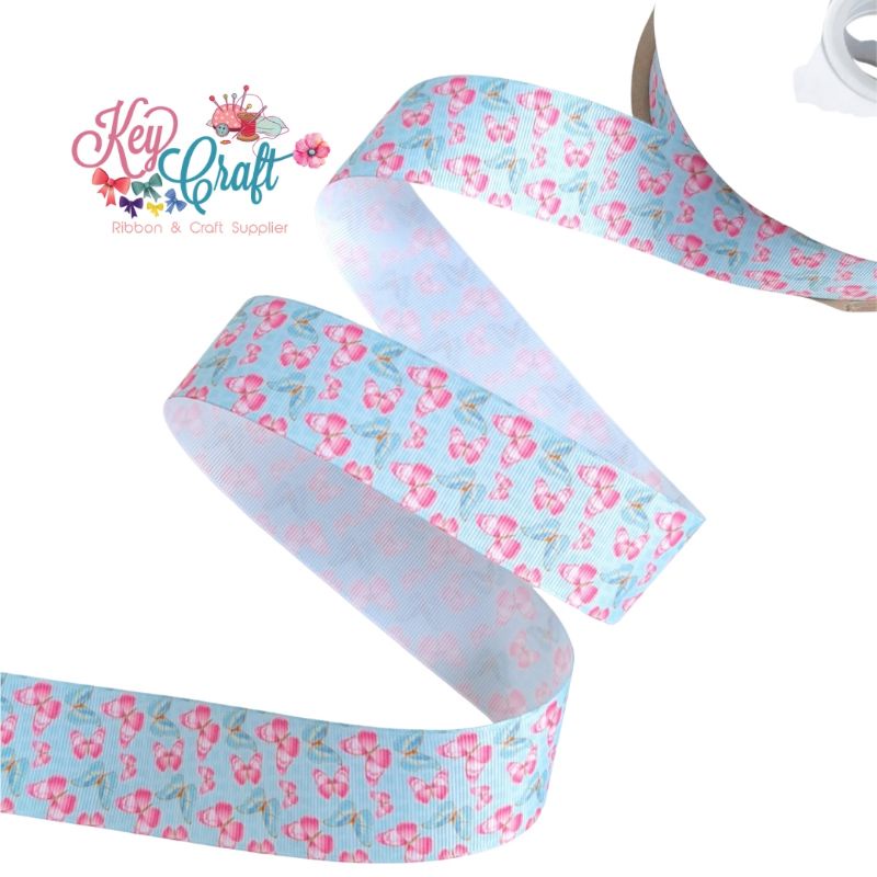 

Pita Grossgrain size 3,8cm motif butterfly blue