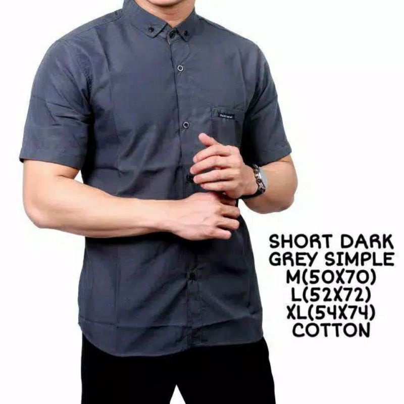 KEMEJA PRIA BOYI TOP MAN LENGAN PENDEK KASUAL FORMAL KERJA PUTIH HITAM NAVY GREY