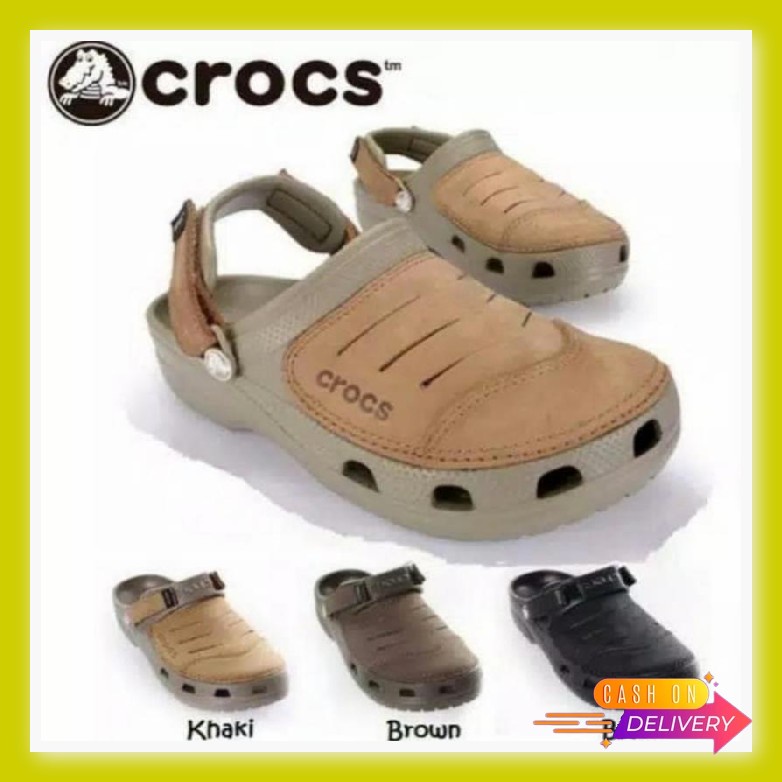 Sepatu Sandal Pria Kult Asli Bustong Pria Sandal Selop Pria Kult Asli Crocs Yukon Leather - Hitam, 4