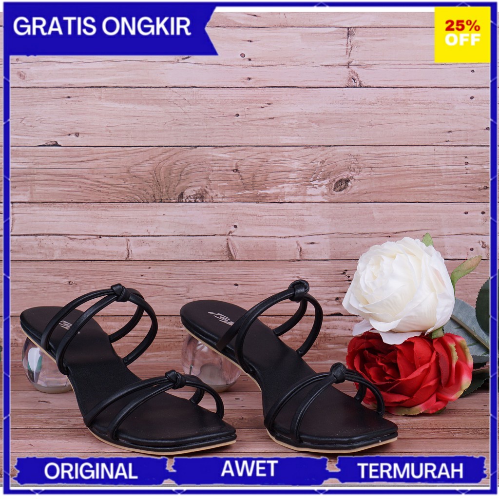 SITI SHOP 1212 - (BAYAR DITEMPAT) TERBARU DAN TERLARIS Sepatu Heels Kaca Wanita YUKI