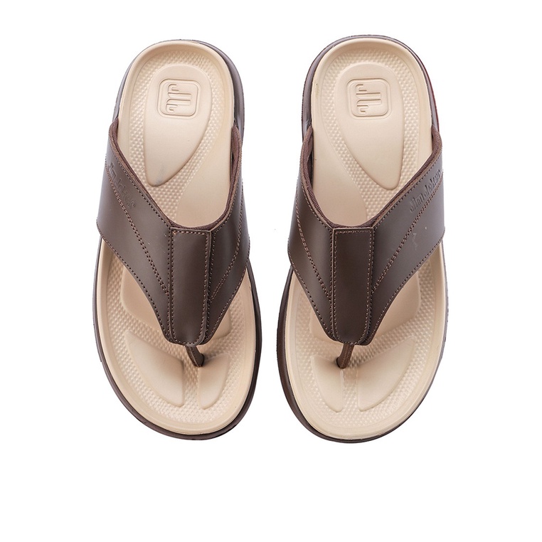 SANDAL CASUAL JIM JOKER PRIA ORIGINAL JEPIT KULIT BRANDED COKLAT JJ12