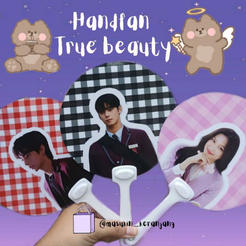 true beauty merch (handfan, keyring webtoon version)