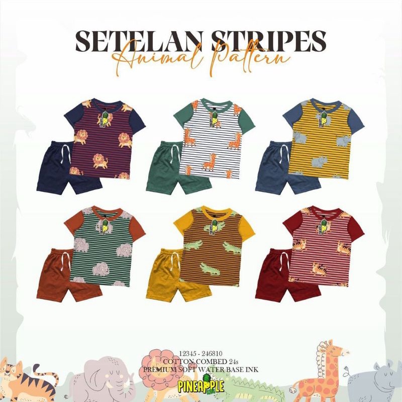 setelan stripes pineapple kids | grosir setelan anak lakilaki