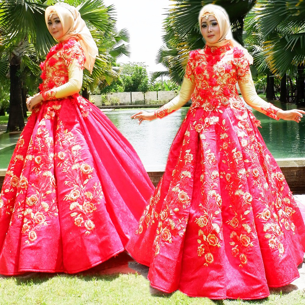 DRESS GAMIS DUYUNG BROKAT PRADA LENGAN ORGANZA MODERN Shopee Indonesia