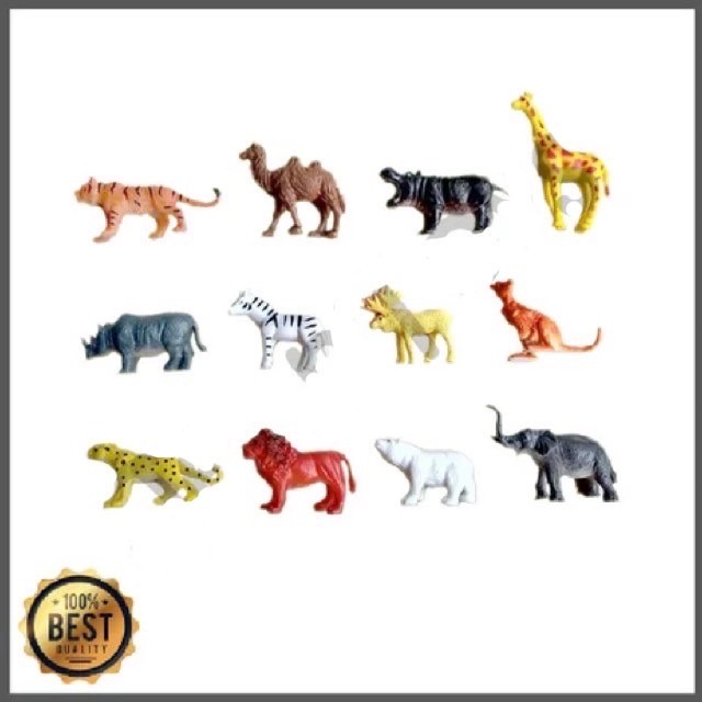 mainan figure wild animals set 12 wian mainan figure set binatang isi 12 pcs miniature pajangan