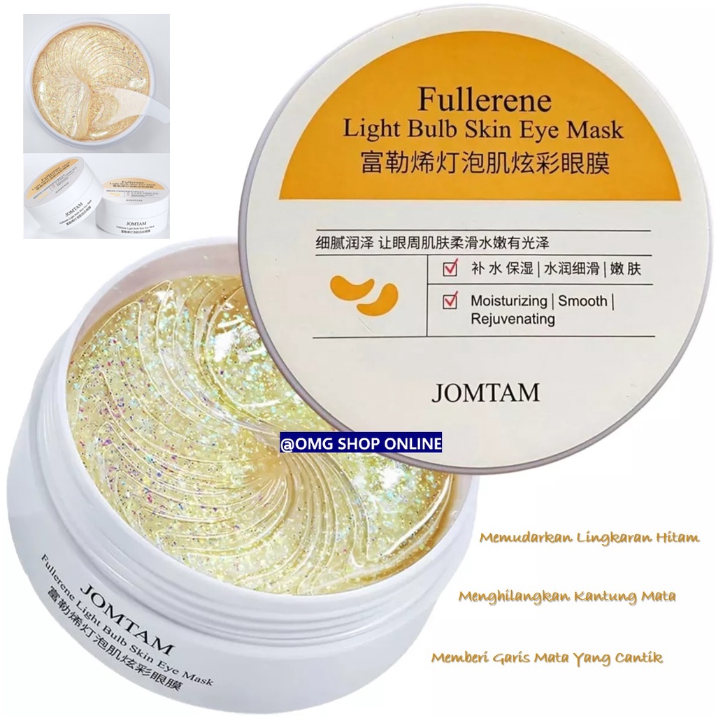 Isi 60 Lembar JOMTAM Fullerene Eye Mask Masker Mata Collagen Crystal Diamond ORIGINAL / Masker Mata Panda Kantung / Masker Mata Untuk Tidur / Eye Mask Collagen Bisa Untuk Leher Pipi / Masker Wajah Glowing dan Putih / Eye Serum Masker Organik Anti Aging