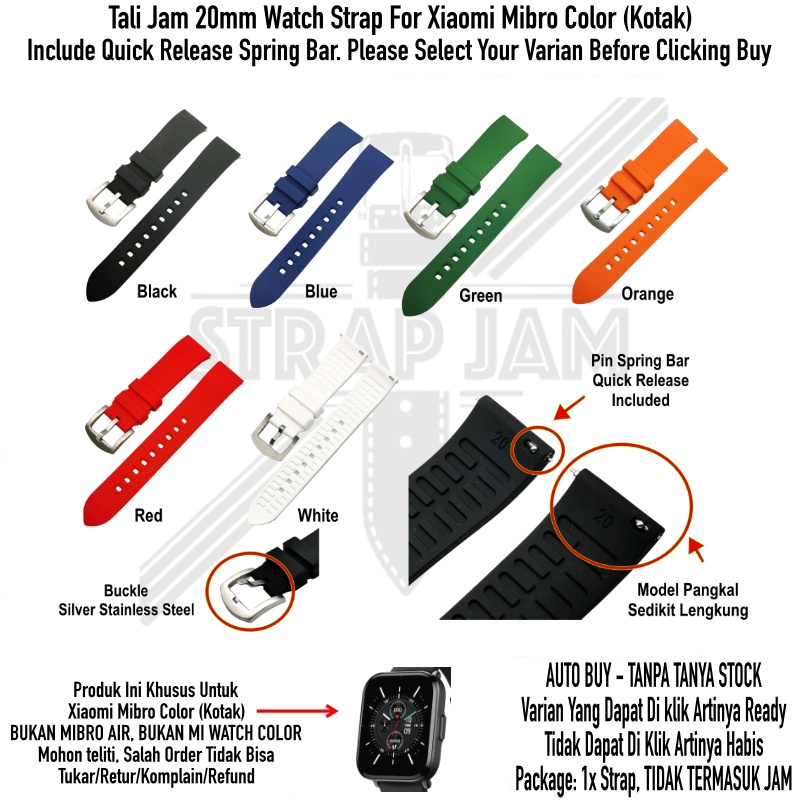 LKG Tali Jam Tangan Xiaomi Mibro Color - Strap 20mm Rubber Silikon High Quality