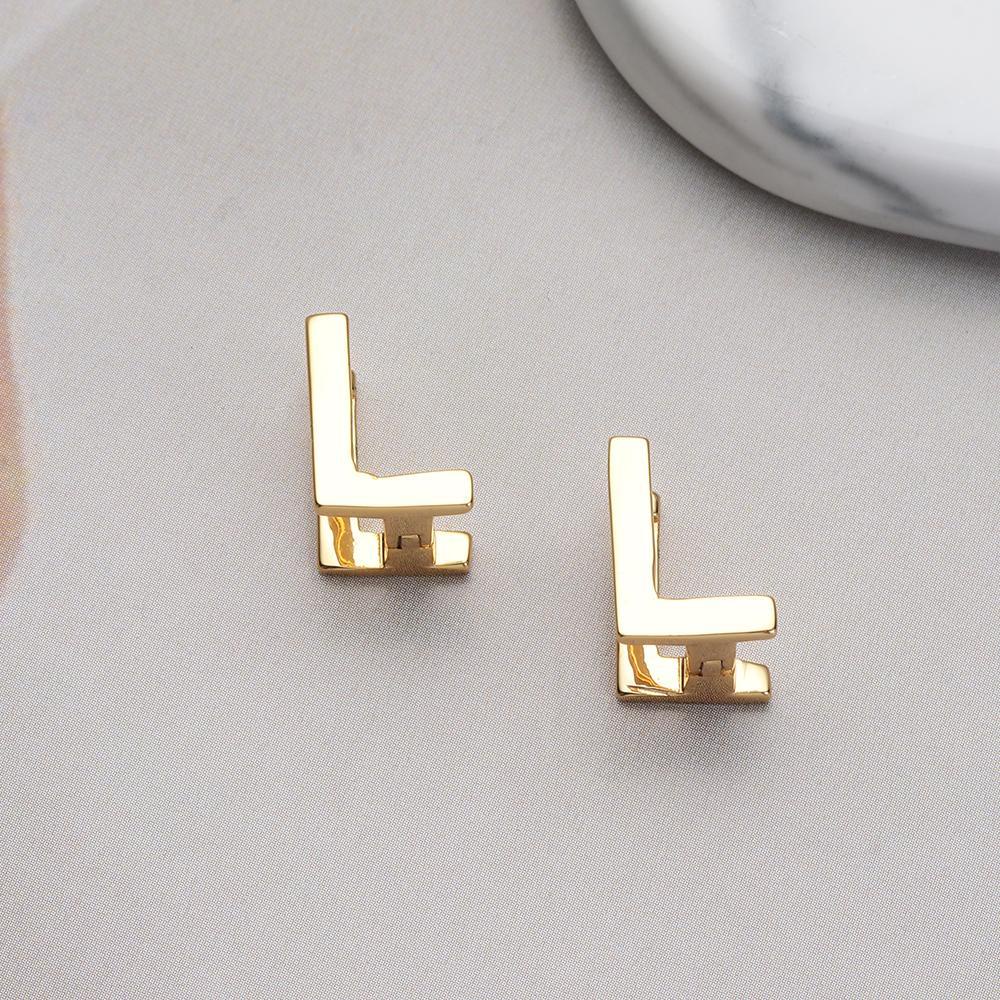 PREVA 1 Pair Stud Earrings Tiny Double-sided Letter Copper Fashion Jewelry