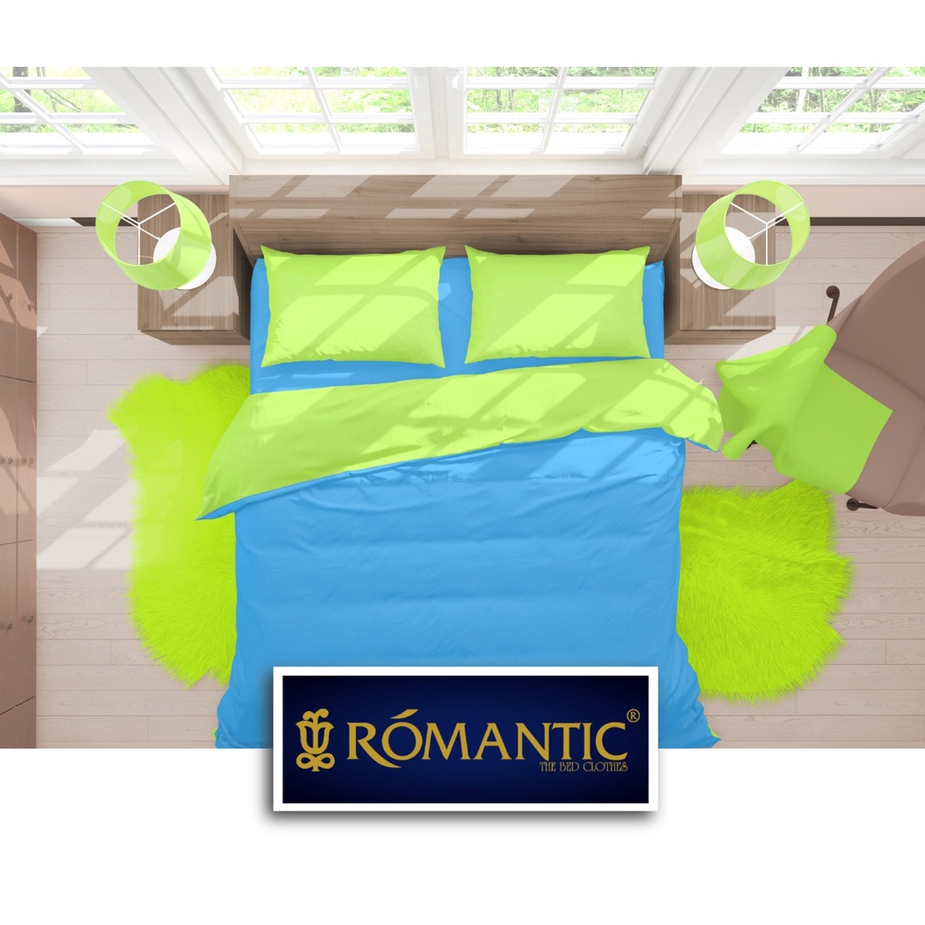 Two Tone Bedcover ROMANTIC Green x Blue aesthetic Bandung