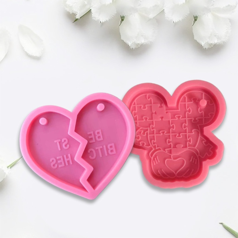 SIY  Key Chain Epoxy Resin Mold Handmade Love Heart Shape Keychain Casting Silicone Mould DIY Crafts Making Tool