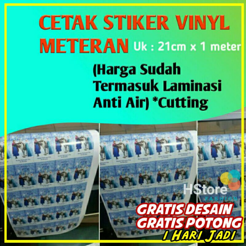 

CETAK STIKER METERAN VINIL VYNIL PREMIUM FREE / CUSTOM / ( PLUS LAMINASI ANTI AIR)