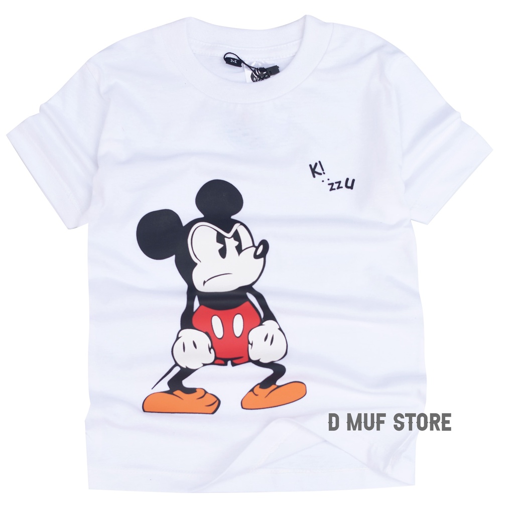 Kizzu Kaos Anak Premium Cotton 30s Usia 1-12 Tahun Mickey mouse Putih- dmufstore