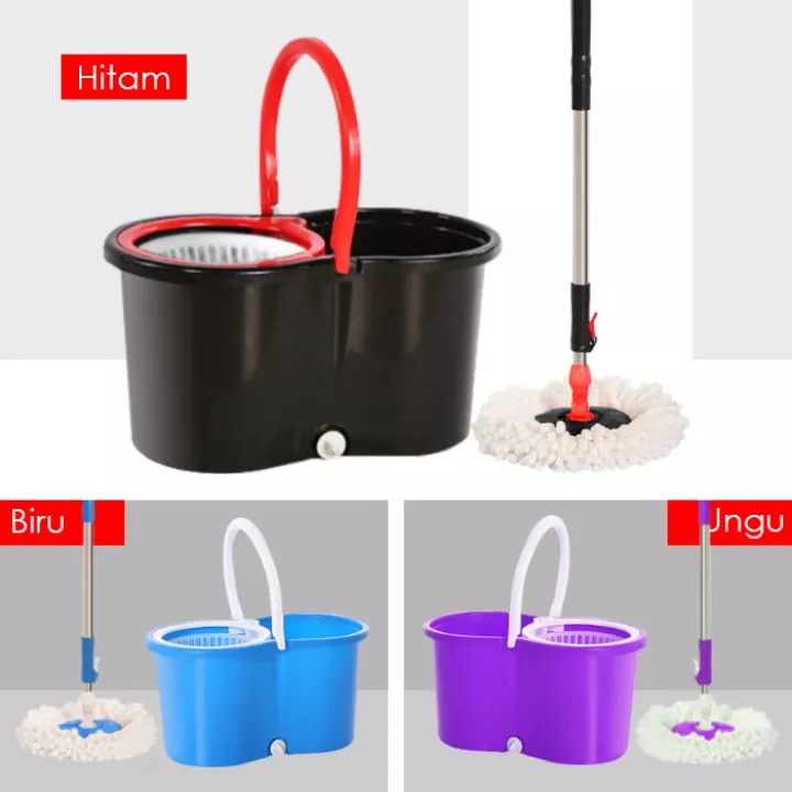 Spin Mop Alat Pel Putar + Ember Plastik Multifungsi Alat Pel Lantai Microfiber Pel Otomatis Pel Lantai Serbaguna GOSHOP88