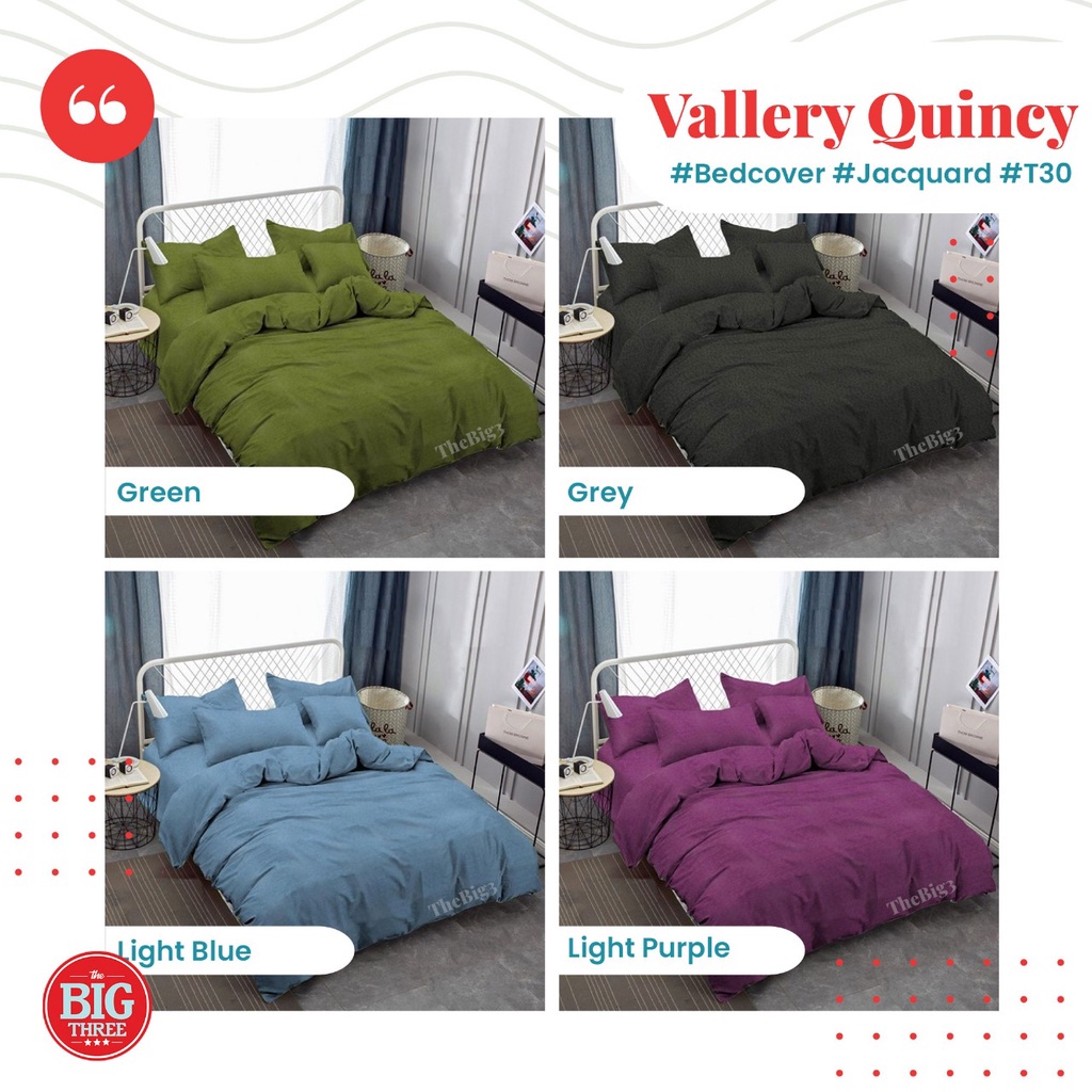 BEDCOVER + Sprei Polos 200x200 Tinggi 30 QUINCY VALLERY warna - Super King 200 - Internal - BC VAL