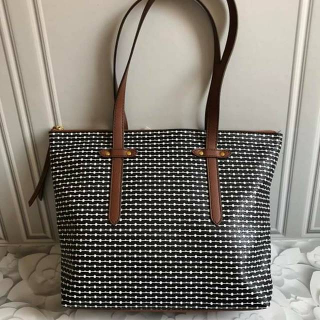 Ready fossil felicity tote black white