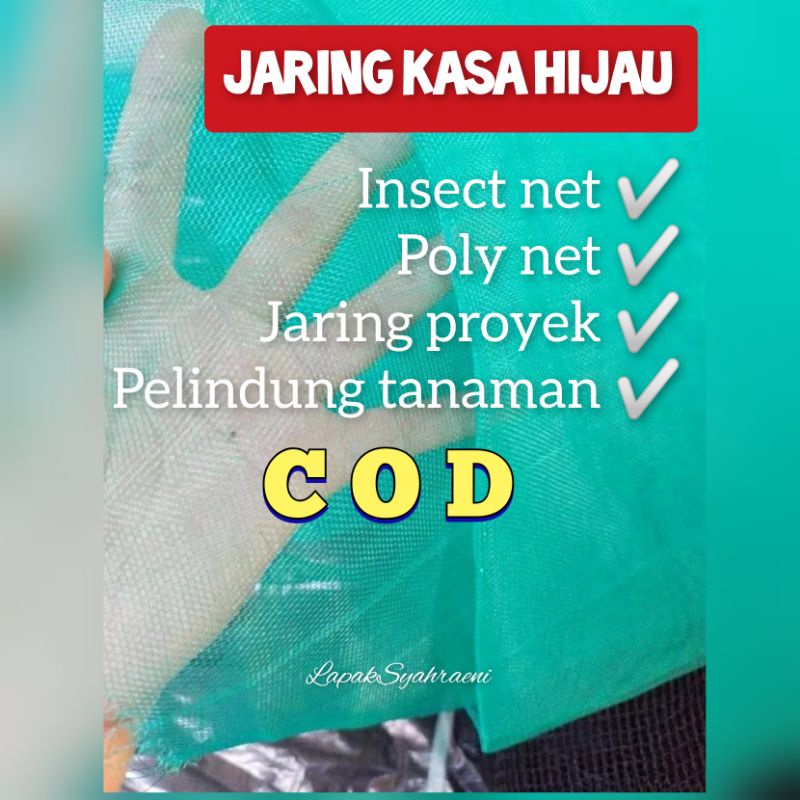 Jaring kasa hijau ecer. jaring nilon. jaring tanaman. insect net. polynet.