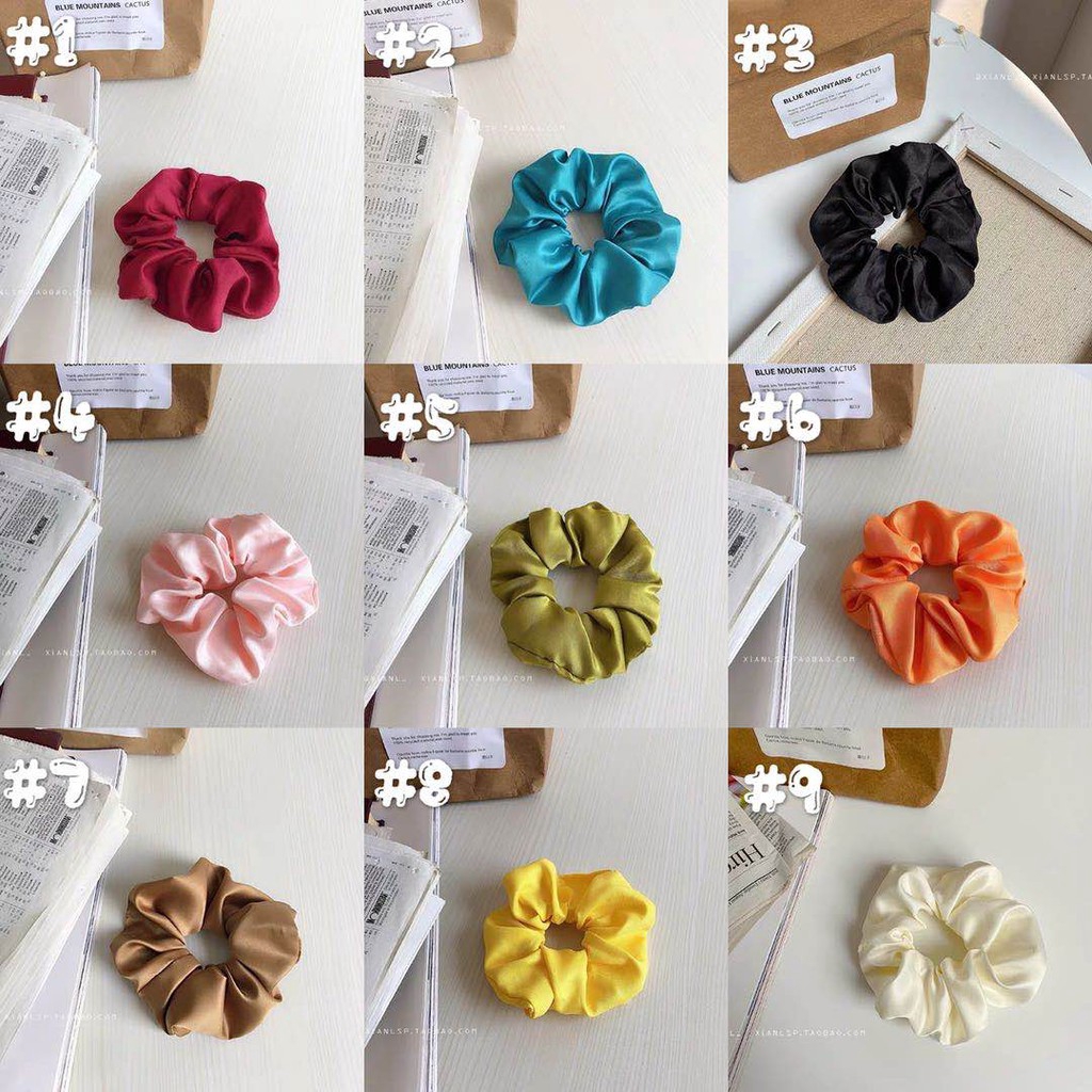 Scrunchie /cepol rambut/Ikat Rambut Elastis Warna-Warni Gaya Korea Retro Wanita KimikoOfficial