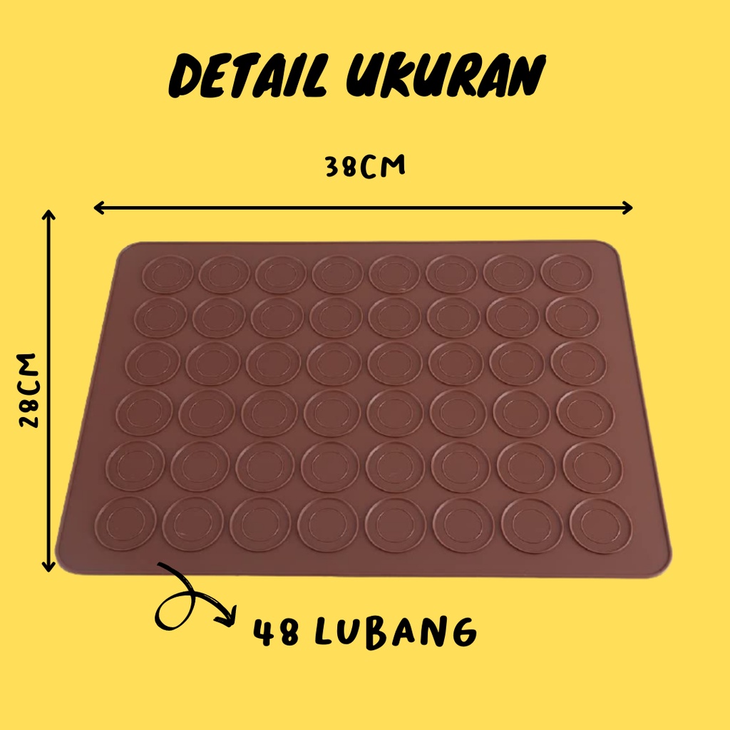 Cetakan Macaron Silicon Mat Baking Kue Cookies Macaroon Bahan Silikon 48 Lubang