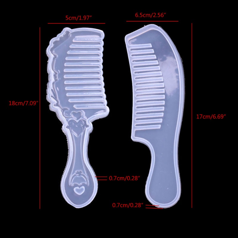 SIY  2 Shapes Comb 3D Transparent Epoxy Resin DIY Mold for DIY Comb Casting Silicone Mold Art Craft Making Handmade Comb Gift