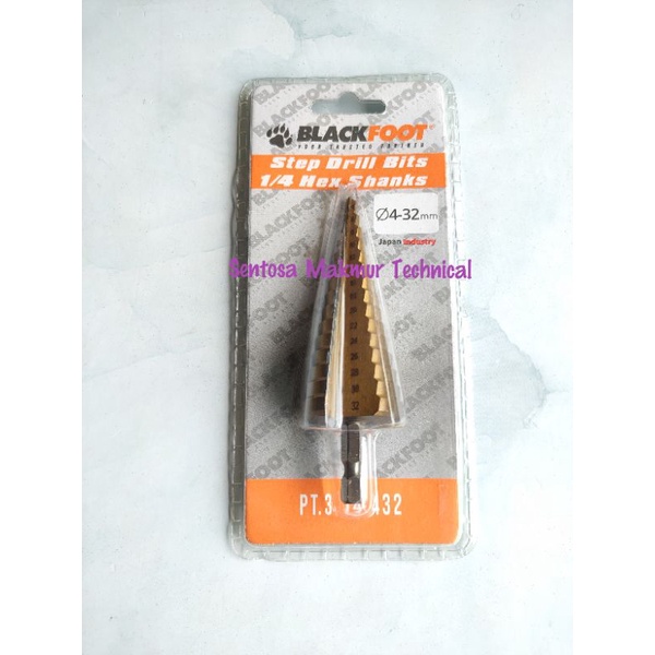 BLACKFOOT 4 - 32 MM Mata Bor Besi Pagoda Titanium Kerucut 4mm - 32mm