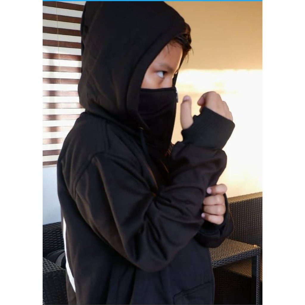 JAKET ANAK HOODIE ZIPPER ROUNDHAND NINJA KEKINIAN LAKILAKI PEREMPUAN USIA 2TAHUN SAMPAI 12TAHUN POLOS BAHAN FLEECE TERBARU