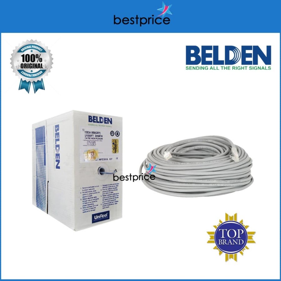 Kabel UTP BELDEN CAT 5 USA ORIGINAL Cat5 e Meteran CROSS STRAIGHT TOP GAN