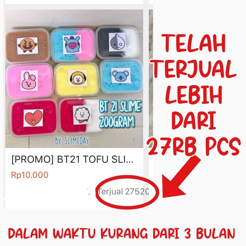 PAKET USAHA SLIME B (BT21 TOFU SLIME 200GR)