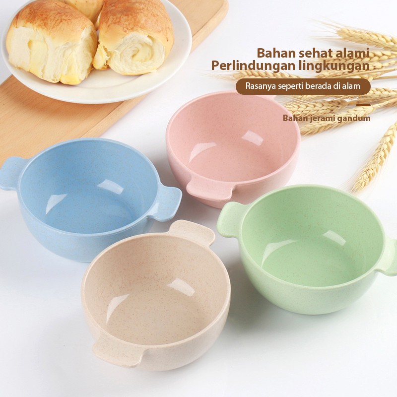 LCX 8 Set Mangkuk Anak Wheat Straw Mangkuk / Bowl + Spoon Tempat Makan Anak