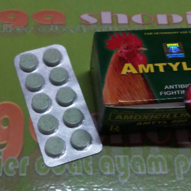 1 STRIP AMTYL 500 10tablet obat ayam mencret snot muka bengkak kotoran hijau putih kaki lemas asli ori impor