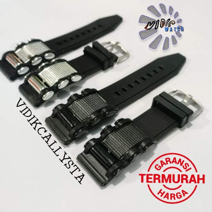 Tali karet Jam Tangan 24mm 24 MM Rubber Strap Fashion Hitam Bagus WH57